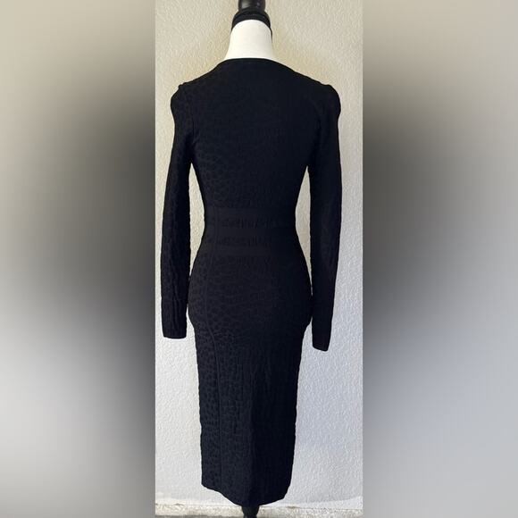 Good American Textured Black Long Sleeve Dress - L - Picture 4 of 12